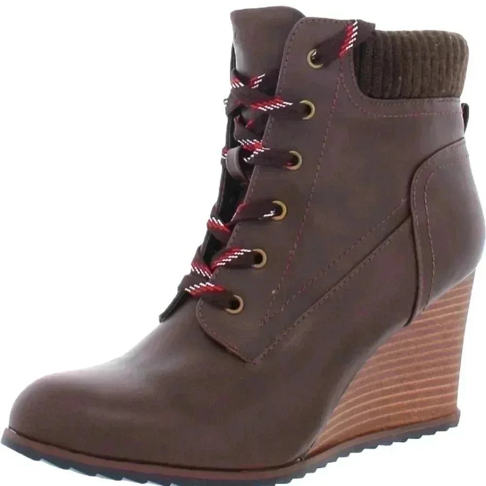 Women's NEW Nautica Brand Wedge Bootie Brown Size 11 .5